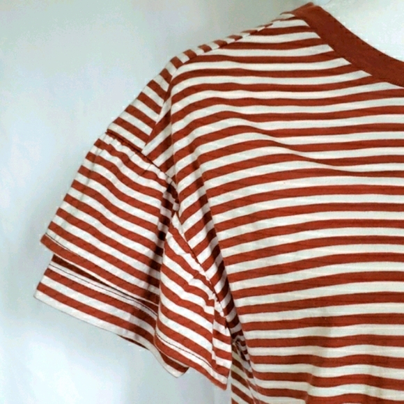 MADEWELL Striped Ruffle Sleeve T-shirt Top XS - Picture 2 of 7